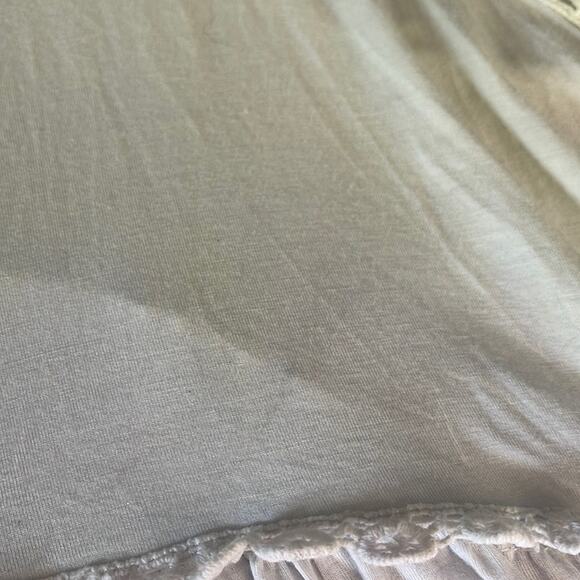 POL Yellow and Blue Toe Dye Babydoll Style Crochet Trim Sleeveless Top Sz MED - Picture 3 of 7